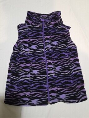 Kidgets girls 4T purple zebra zip up vest #07
